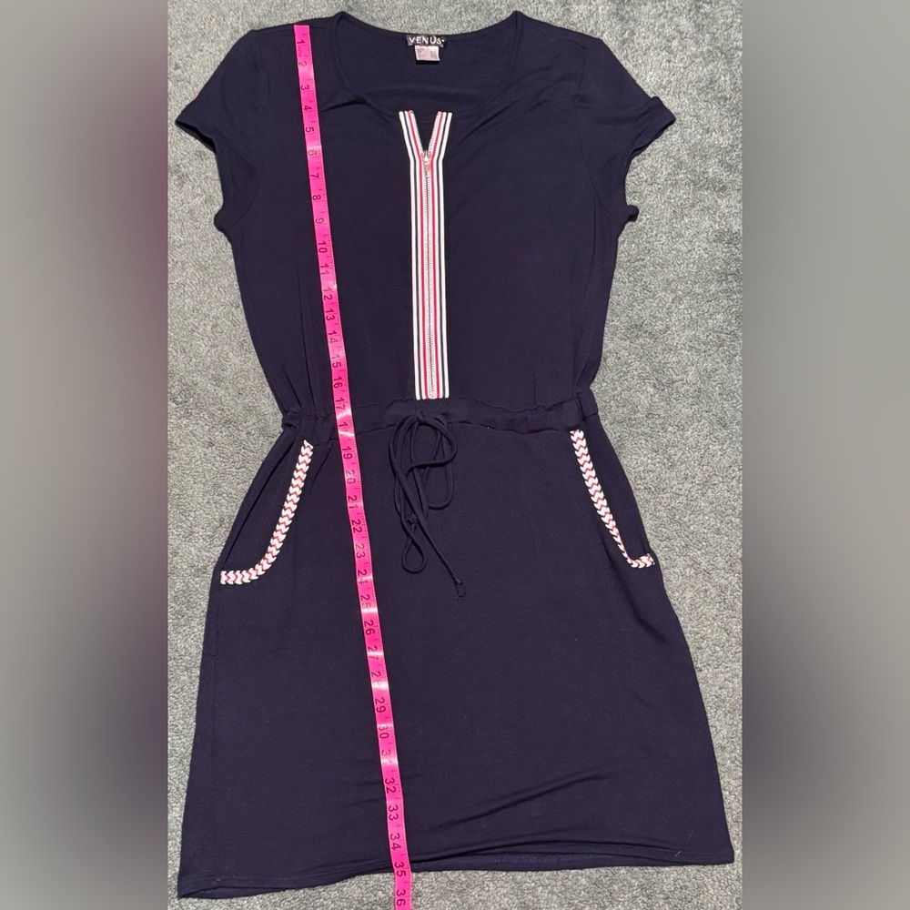 VENUS Super Comfy Women’s Blue Summer Dress with Red, White, & Blue Accents - Picture 5 of 8